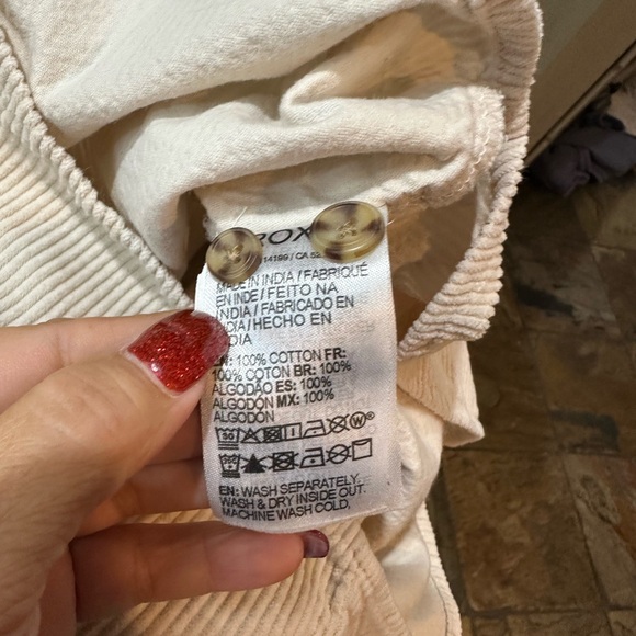 Corduroy ROXY Let It Go Button Up Shirt Pockets Women’s Small Cream Ivory - Picture 9 of 9